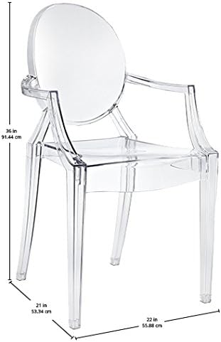 Modway Casper Modern Acrylic Stacking Kitchen and Dining Room Arm Chair in Cl...