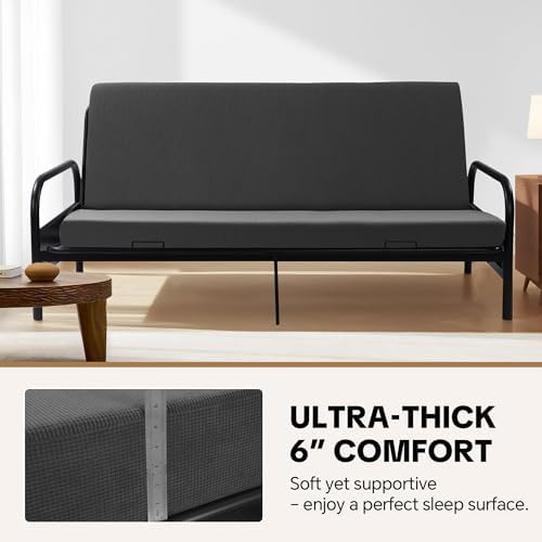 MABOZOO 6 Inch Full Size Futon Mattress, Foldable Futons Sofa Couch Bed Foam ...