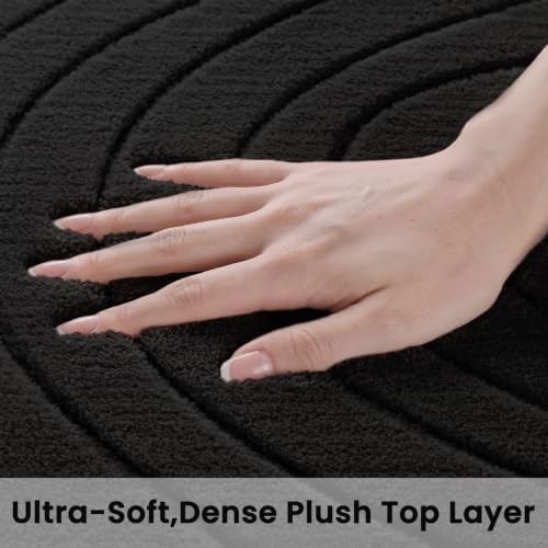 Sour Lemon 8x10 Area Rugs for Living Room Bedroom, Carpet Modern Black Rug