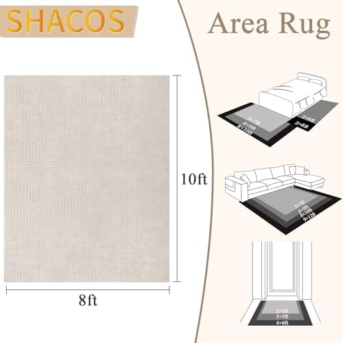 SHACOS Soft Cozy Fluffy Arch Pattern High-Low Pile Area Rugs 8'x10' L...
