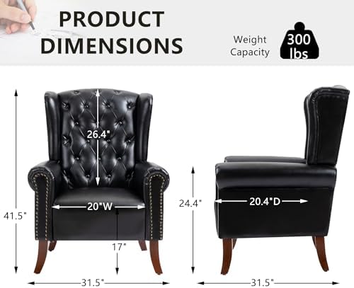 MOJAY PU Leather Accent Chair, Mid-Century Living Room Sofa Chair, Upholstere...