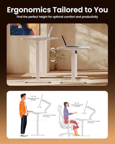 ErGear Height Adjustable Electric Standing Desk, 48 x 24 Inches Sit Stand up ...