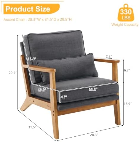 Karl home Mid-Century Lounge Accent Chair, Gray