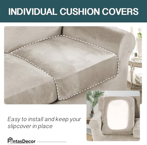 FantasDecor 2 Piece Chair Sofa Covers Velvet for Living Room Slipcovers with ...
