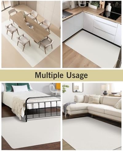 Beige Vinyl Floor Mat for Home, 3'×5' Waterproof Area Mat for Lving Room