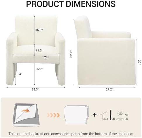FUNKEEN Modern Accent Chair, 28” Wide Comfy Chairs for Living Room, Small Coz...