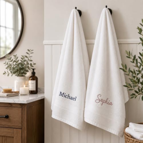 Personalized Towel Set, Custom Bath Towels with Name, Turkish Cotton Green | ...