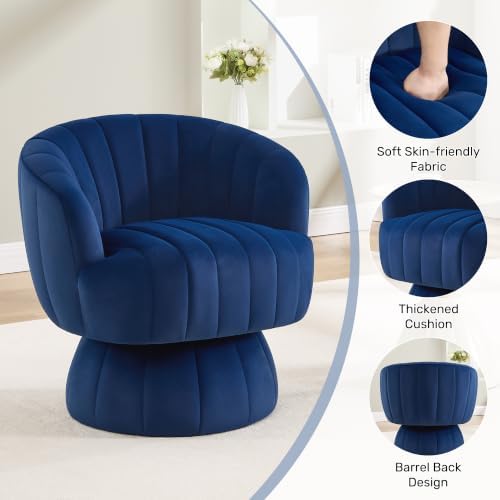 360°Swivel Accent Barrel Chair, Cute Comfy Small Round Arm Chair, Club Readin...
