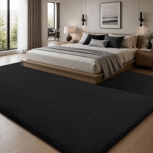 Sour Lemon Area Rugs 9x12 for Living Room Bedroom, Large Carpet Black Rug