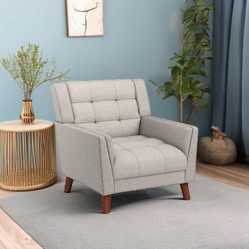 Christopher Knight Home Evelyn Mid Century Modern Fabric Arm Chair, Beige &am...