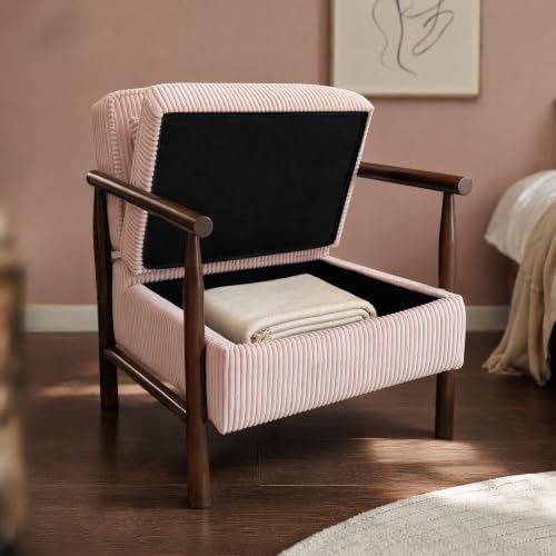 Komene Mid Century Modern Storage Chair with Ottoman, Upholstered Accent Armc...