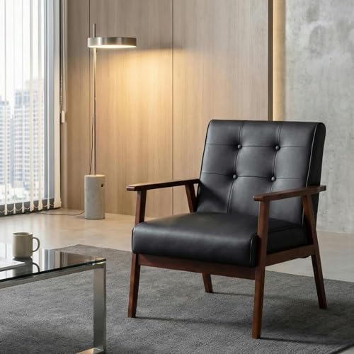 JIASTING Mid-Century Modern Leather Accent Chair Set of 2