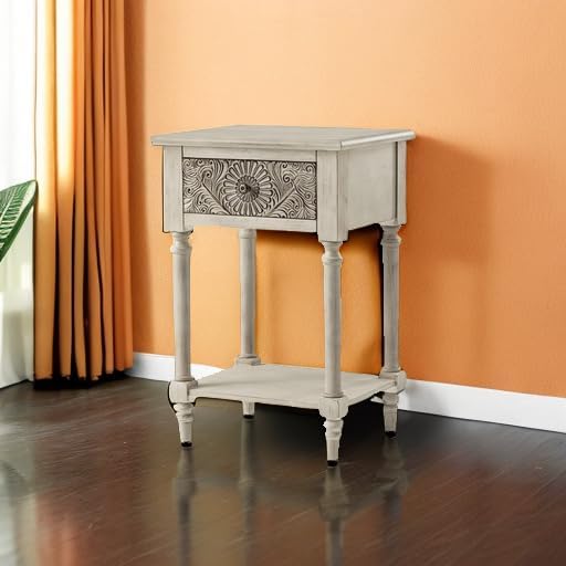 COSIEST Vintage Nightstand, MDF 2-Tier Bedside Table, Wood Accent End Table w...