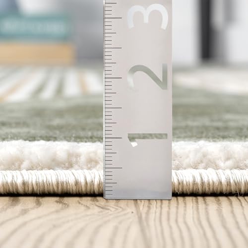 Abani Mid-Century Green Arch Washable Area Rug – 6' x 9' – Modern Geo...