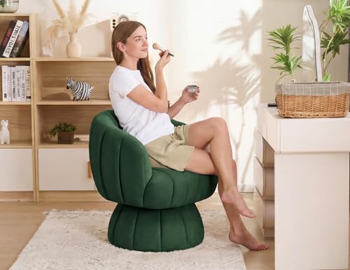 Mistpople Mid Century Modern 360 Degree Swivel Barrel Accent Chair, Fluffy Ve...