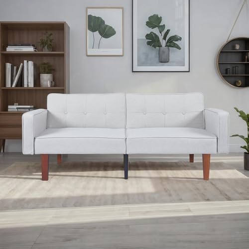 NicBex Fabric Convertible Sleeper Couch, Futon Sofa Bed with 2-Seat, Gray
