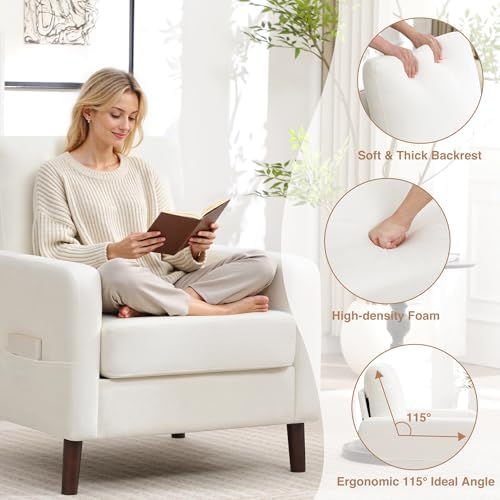 Accent Chair for Living Room, Modern Reading Chair for Bedroom, Upholstered A...