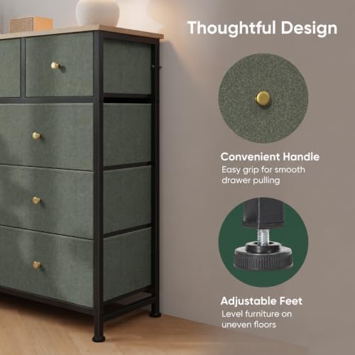 Fabric Dresser for Bedroom with 9 Drawers, Storage Tower