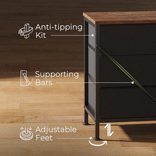 Huuger 70 Inch Dresser for Bedroom, TV Stand for 65, 75, 80 Inch TV, 12 Fabri...