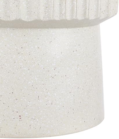 JONATHAN Y Louisa Outdoor Accent Table 19" Fluted Polyresin, Cream Terrazzo