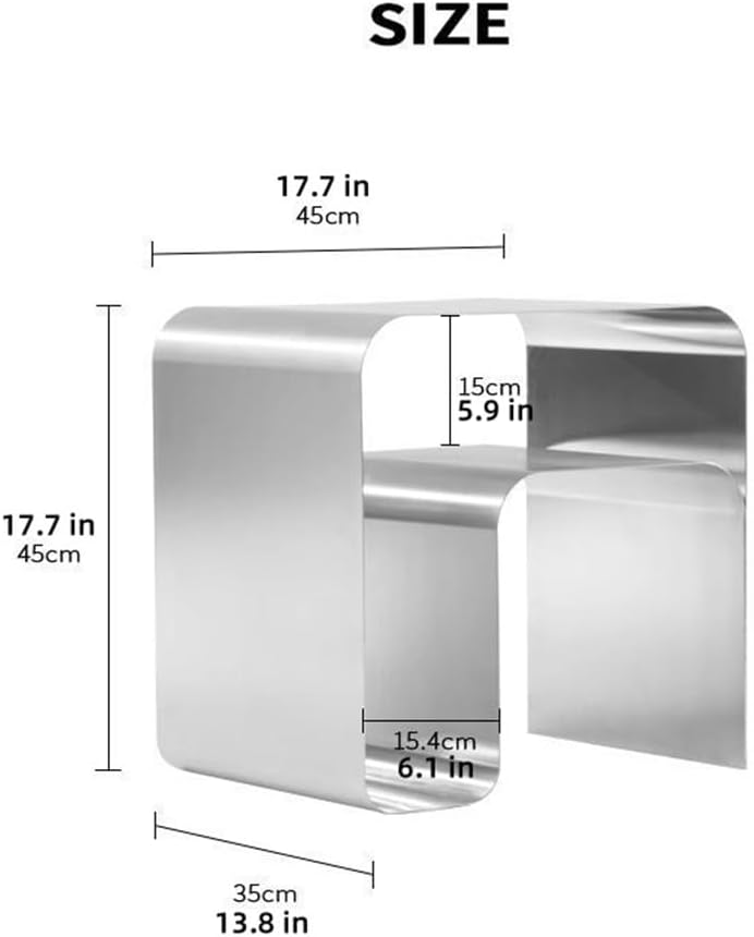 Stainless Steel Side Table, Modern Bedside Table, Integrated Nightstand, Simp...
