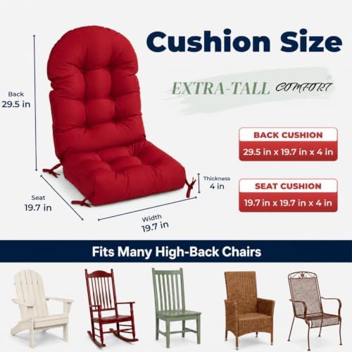 Rocking Chair Cushions Set of 2, Outdoor Thick Adirondack Chair Cushions, Hig...