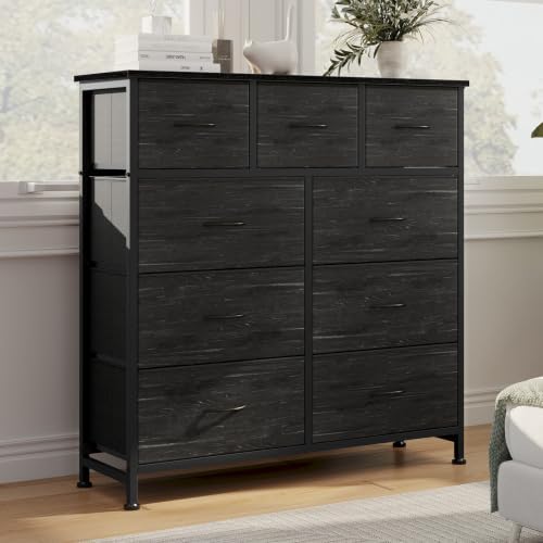 Fabric Dresser for Bedroom with 9 Drawers, Storage Tower