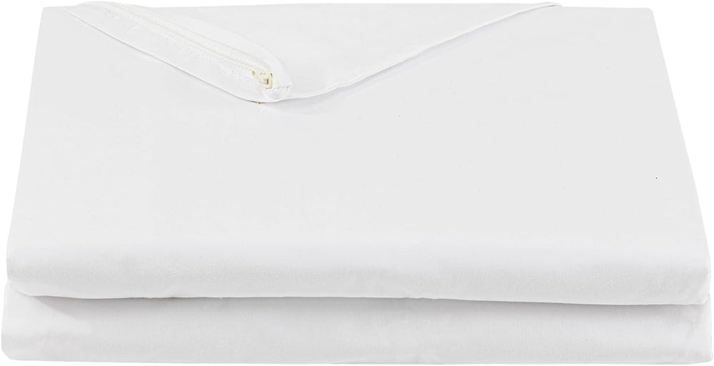 FULI 100% Cotton Zippered Futon Cover, Shikibuton, Twin XL, Pure White