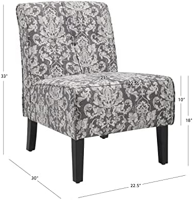 Linon Coco Accent Chair, Gray Damask