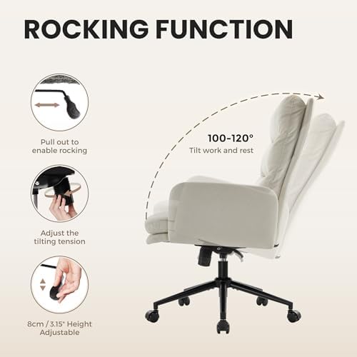 IWMH High Back Home Office Chair,Upholstered Desk Chair with Armrests