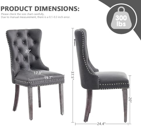 Leather Dining Chairs, Upholstered Dining Room Chairs, Grey, Set of 6 | Dinin...