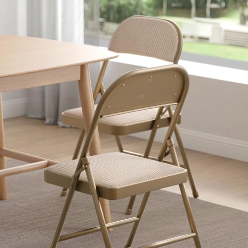 Nazhura 4 Pack Folding Chairs, Fabric Dining Chair Set with Padded Cushion an...