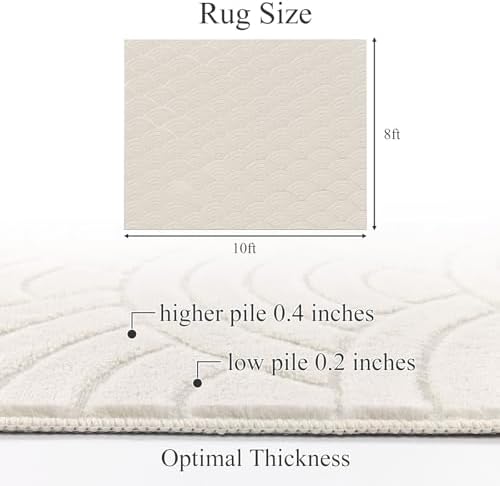 SHACOS Soft Fluffy Arch Waves Pattern High-Low Textured Area Rug 8'x10'