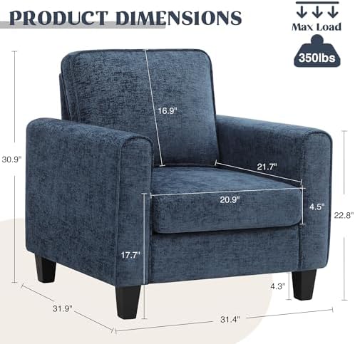 Accent Chairs Set of 2 for Living Room, Mid Century Modern Upholstered Living...