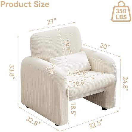 WUTUTUEE Corduroy Fabric Accent Chair, Modern Upholstered Living Room Chairs ...
