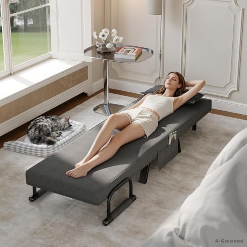 TYBOATLE Sleep Chair, Folding Sleeper Chairs for Adults (Dark Grey)