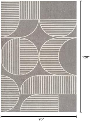 JONATHAN Y Nordby High-Low Arch Striped Gray/Cream Indoor/Outdoor Area Rug, 8...