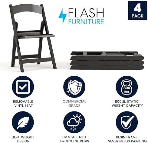 Flash Furniture Hercules Series Folding Chairs for Weddings and Formal Events...