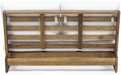 Great Deal Furniture Kaitlyn Outdoor Acacia Wood Loveseat with Cushions, Teak...