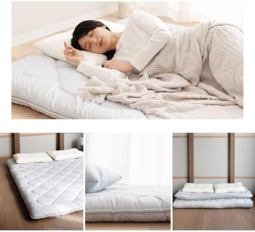 EMOOR Japanese Floor Futon Mattress Anti-Sag Full Made in Japan 100% Cotton C...