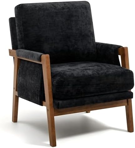 RNKSFX Black Accent Chair for Bedroom & Living Room, Mid Century Modern A...