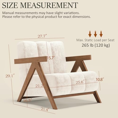 Modern Accent Chair Set of 2 for Living Room Bedroom,Comfy Chenille Reading C...