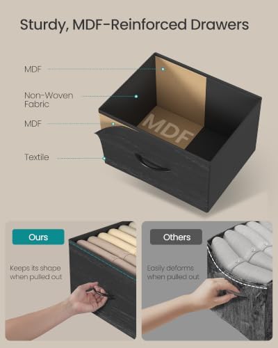 SONGMICS Dresser with Hanging Rod, Closet Organizer with 6 Fabric Drawers
