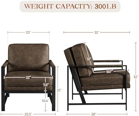 Yaheetech Mid-Century Accent Chair, Modern Armchair, Brown