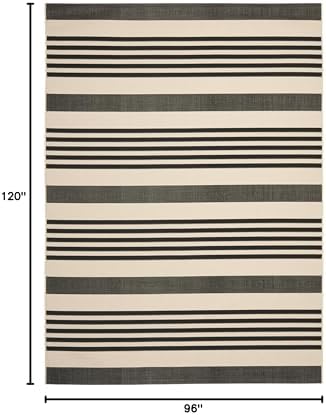SAFAVIEH Courtyard Outdoor Area Rug 8x10, Large Black & Bone CY6062-216
