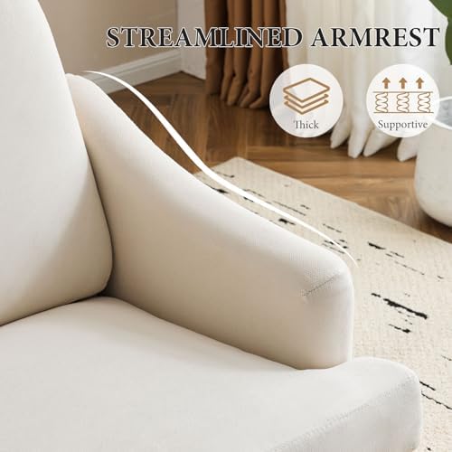 Bezseller Modern Accent Chairs Set of 2 with Wood Legs, Beige