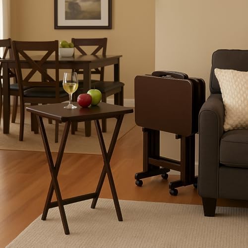 Ergode Folding TV Tray Set of 5, Espresso