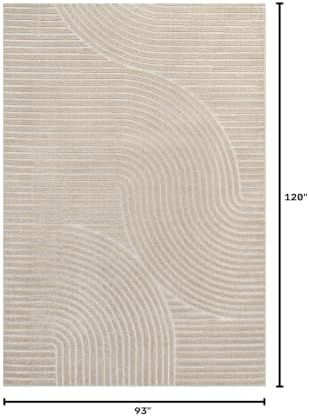 JONATHAN Y Hallie High-Low Curve Beige/Cream 8x10 Indoor/Outdoor Area Rug, Mi...