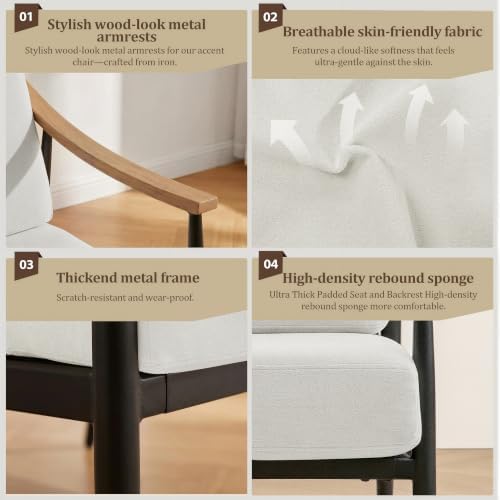RNKSFX Modern Accent Chair for Living Room Bedroom Mid Century Arm Chair Upho...