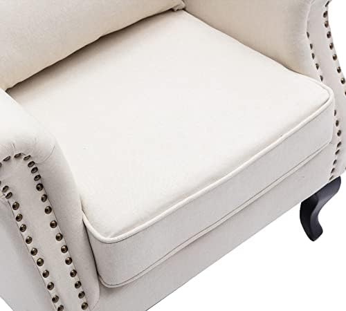 Mid Century Modern Accent Chair Upholstered Armchair Comfy Linen Fabric Singl...